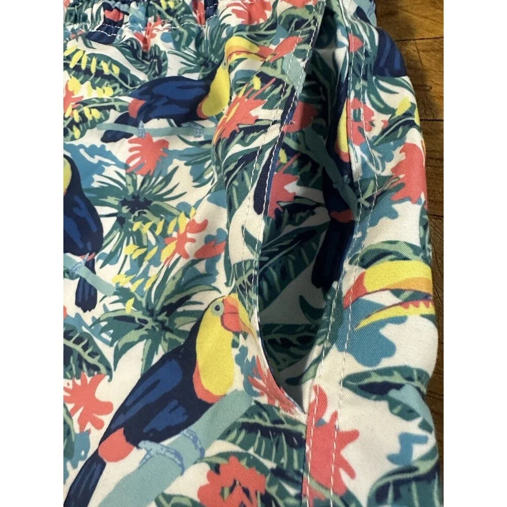 YP Threads Australia Mens Swim Shorts Sz 32 Tropical Colorful Birds Palm Trees